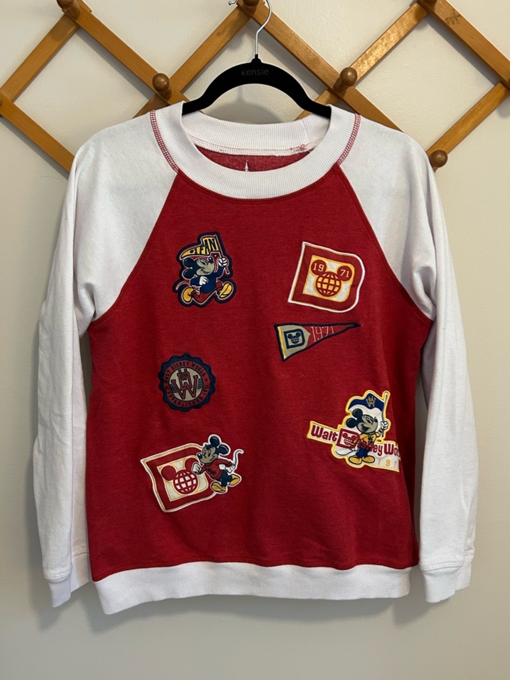 Disney Parks Red Sweatshirt with White Ribbed Neckline